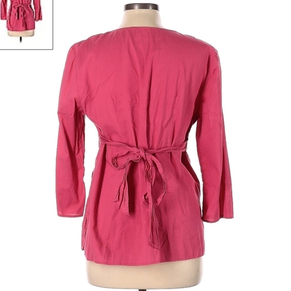 Motherhood Maternity Pink Embroidered V-Neck Tie Back Top Women's Large L EUC - Picture 2 of 8